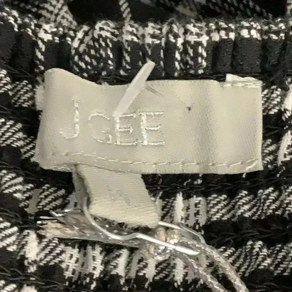 J Gee Size Large Petite Smocked Checkered Dress 3/4 Sleeve. New With Tags - Picture 5 of 8